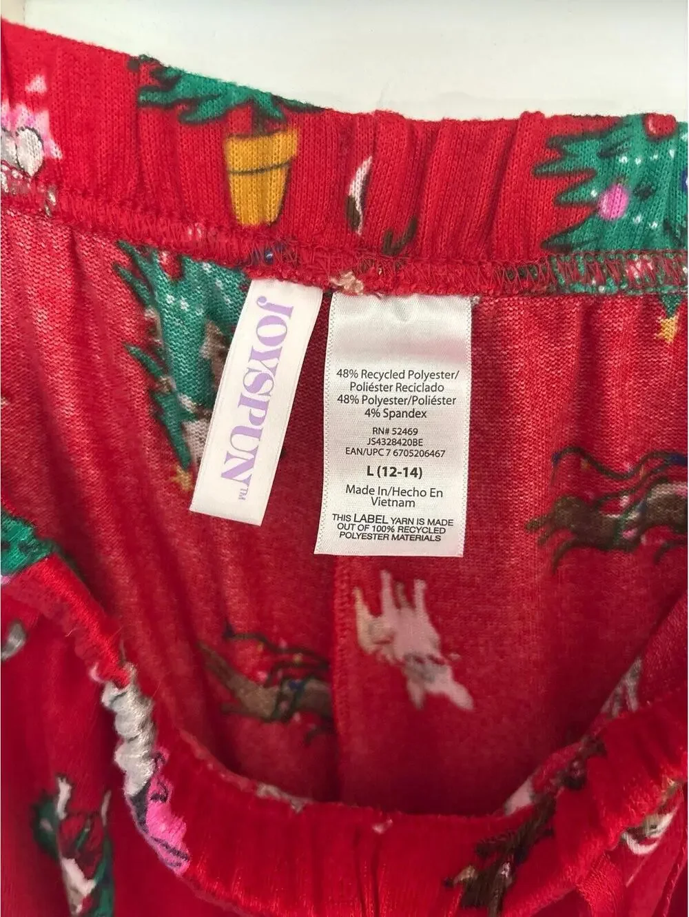 Joyspun Christmas Holiday red pajama pants Lg